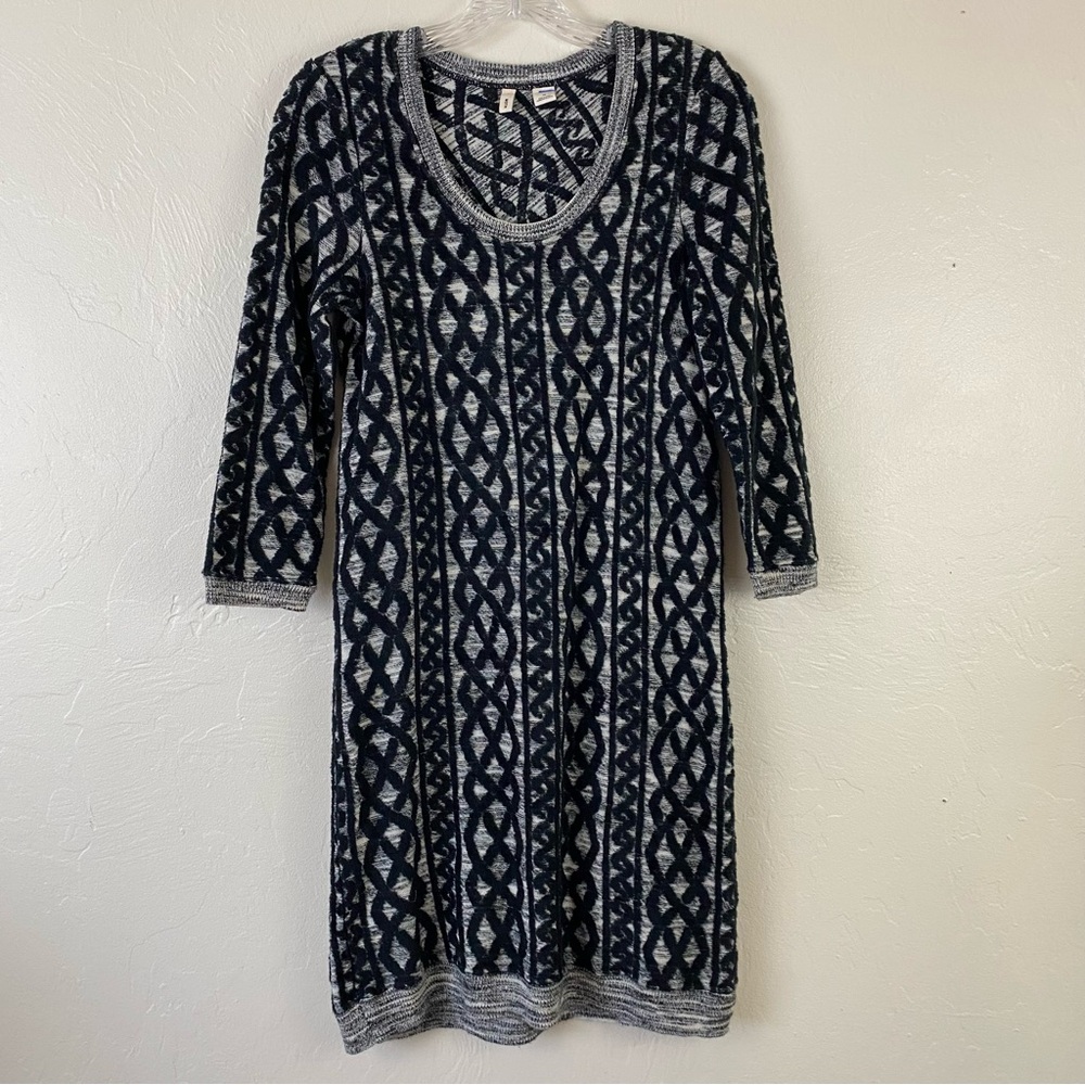 Anthropologie Moth Size XS Black Rib Knit Long Sleeve Scoop Neck Sweater Dress